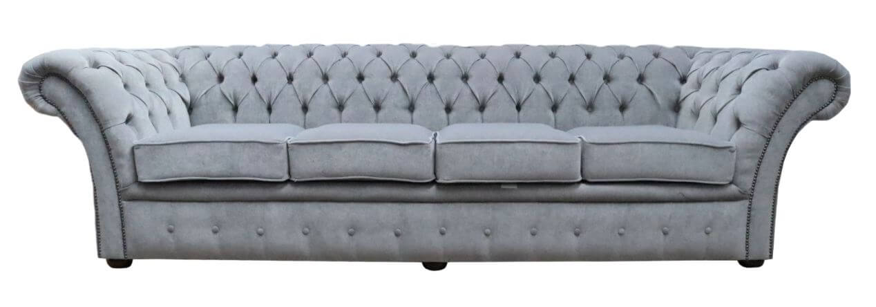 Product photograph of Chesterfield 4 Seater Sofa Settee Pimlico Grey Fabric In Balmoral Style from Chesterfield Sofas