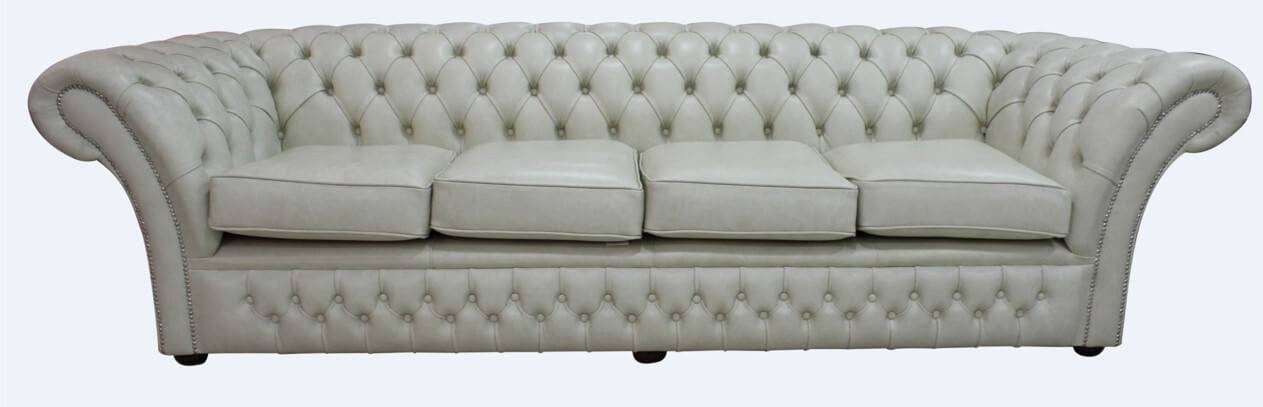 Product photograph of Chesterfield 4 Seater Sofa Settee Stella Ice Grey Leather Dbb In Balmoral Style from Chesterfield Sofas