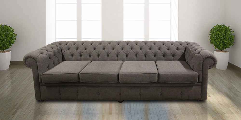 Product photograph of Chesterfield 4 Seater Sofa Settee Verity Plain Steel Grey Fabric In Classic Style from Chesterfield Sofas