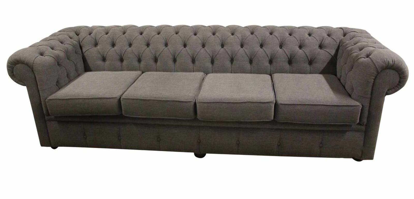 Product photograph of Chesterfield 4 Seater Sofa Settee Verity Plain Steel Grey Fabric In Classic Style from Chesterfield Sofas.