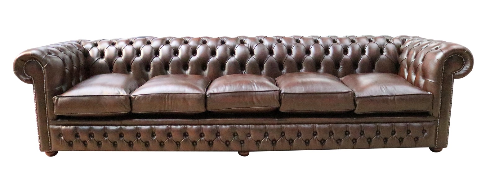 Product photograph of Chesterfield 5 Seater Sofa Settee Antique Brown Real Leather In Classic Style from Chesterfield Sofas