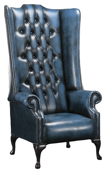 Product photograph of Chesterfield 5ft 1780 039 S High Back Wing Chair Antique Blue Leather In Soho Style from Chesterfield Sofas