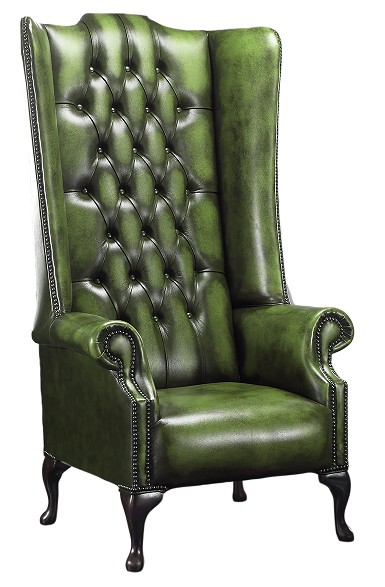 Product photograph of Chesterfield 5ft 1780 039 S High Back Wing Chair Antique Green Leather In Soho Style from Chesterfield Sofas