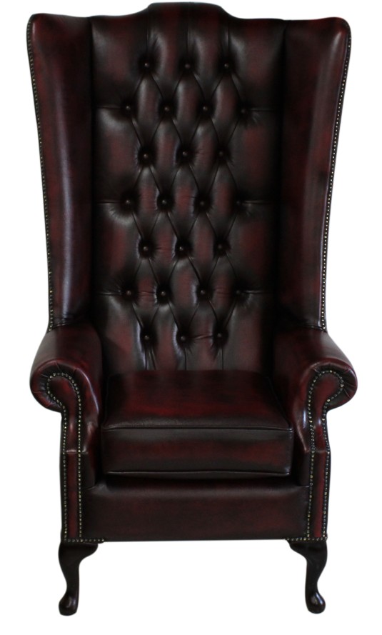 Product photograph of Chesterfield 5ft High Back Wing Chair Cushion Seat Antique Oxblood Leather In Soho Style from Chesterfield Sofas