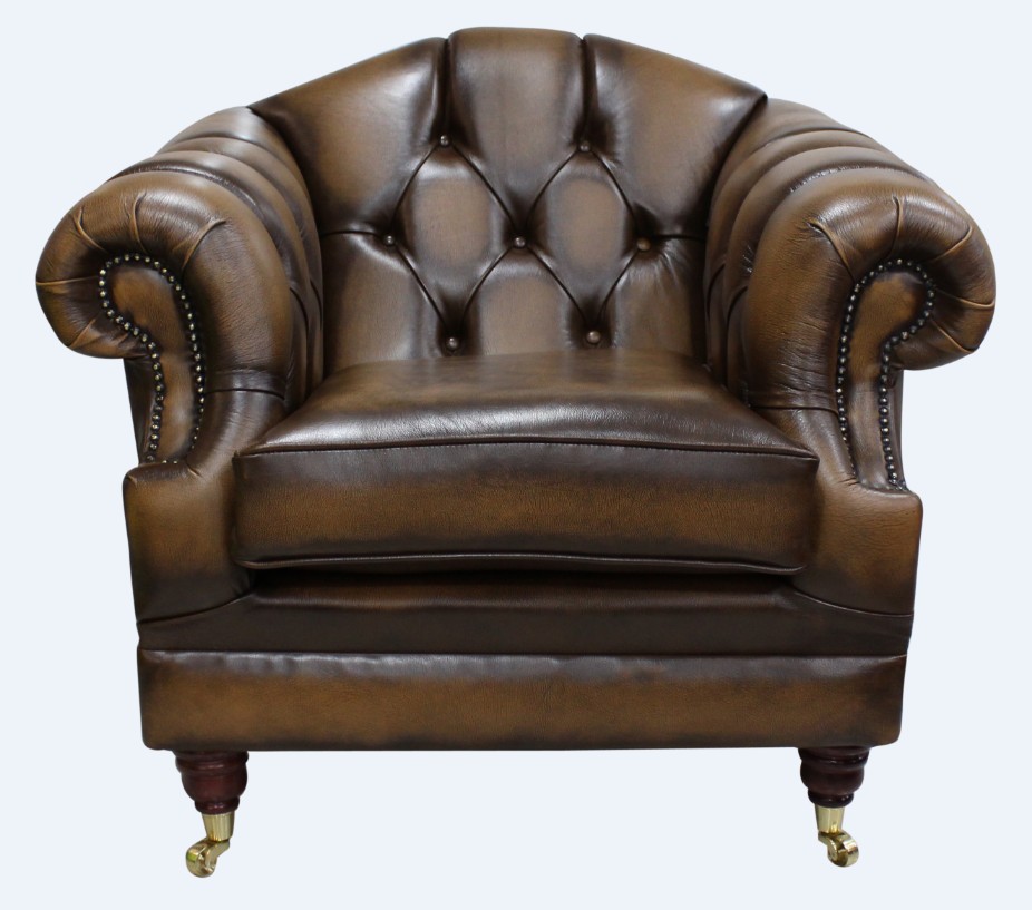 Product photograph of Chesterfield Armchair Antique Tan Leather Custom Made In Victoria Style from Chesterfield Sofas