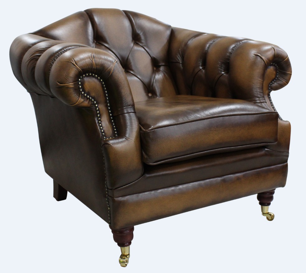 Product photograph of Chesterfield Armchair Antique Tan Leather Custom Made In Victoria Style from Chesterfield Sofas.