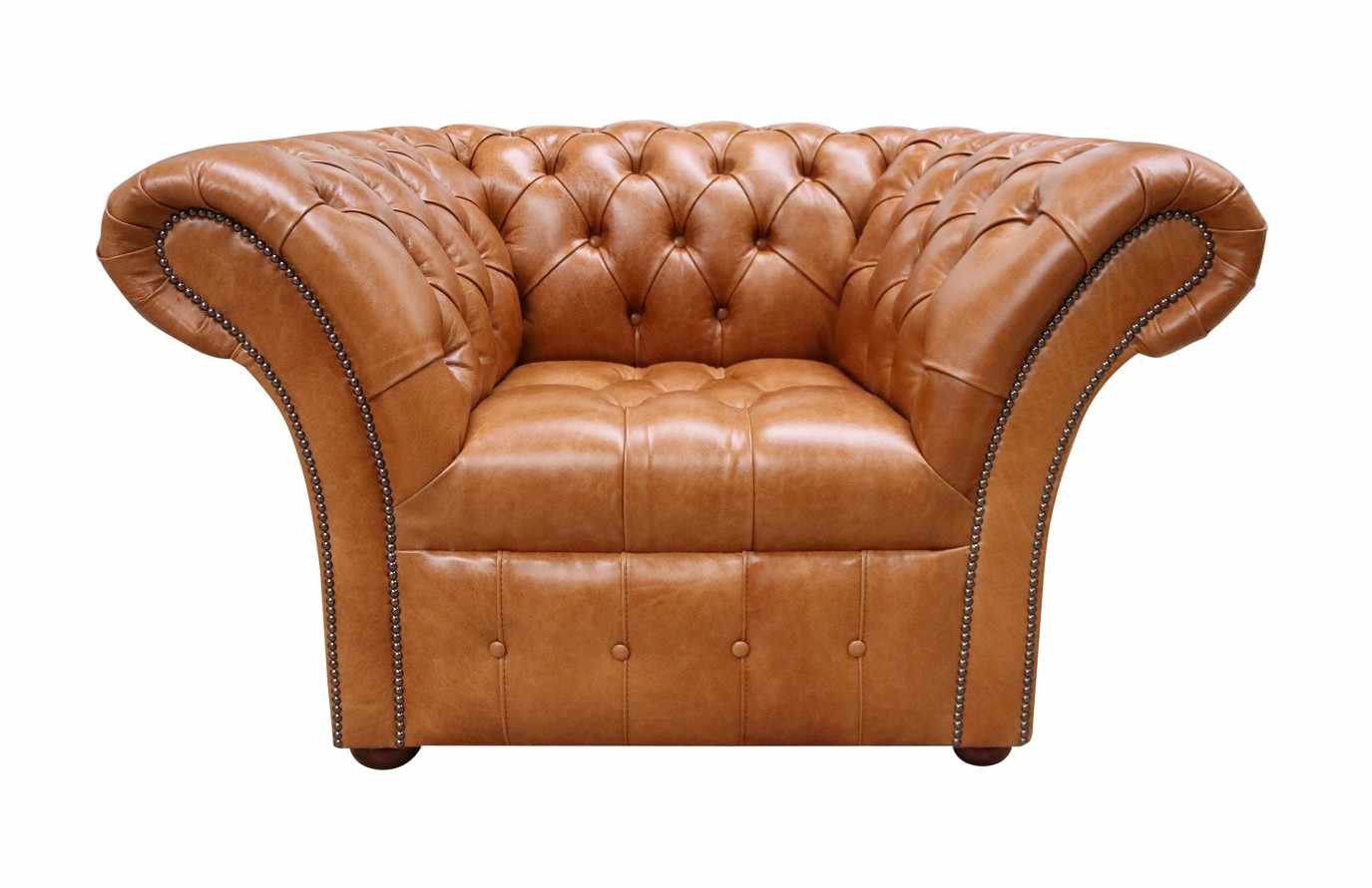 Product photograph of Chesterfield Armchair Buttoned Seat Old English Aniline Bruciato Leather In Balmoral Style from Chesterfield Sofas