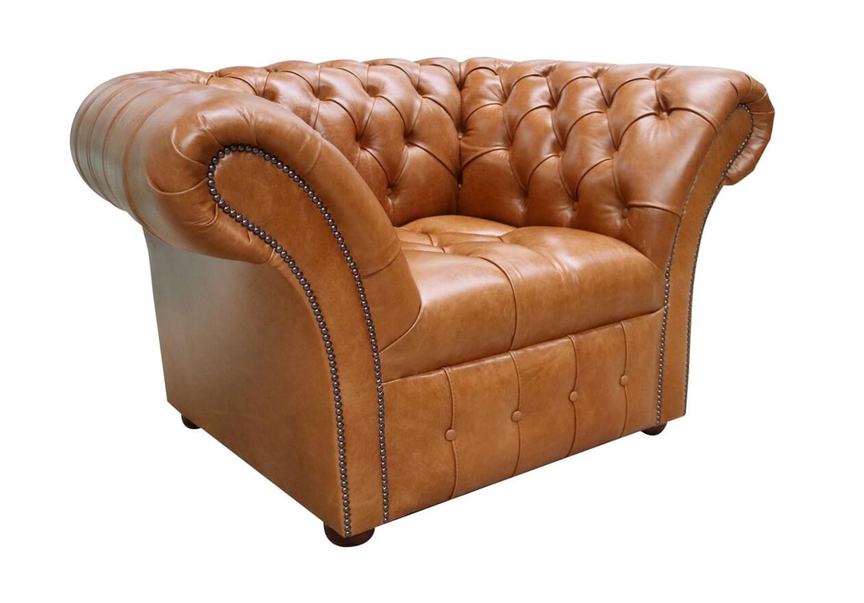 Product photograph of Chesterfield Armchair Buttoned Seat Old English Aniline Bruciato Leather In Balmoral Style from Chesterfield Sofas.