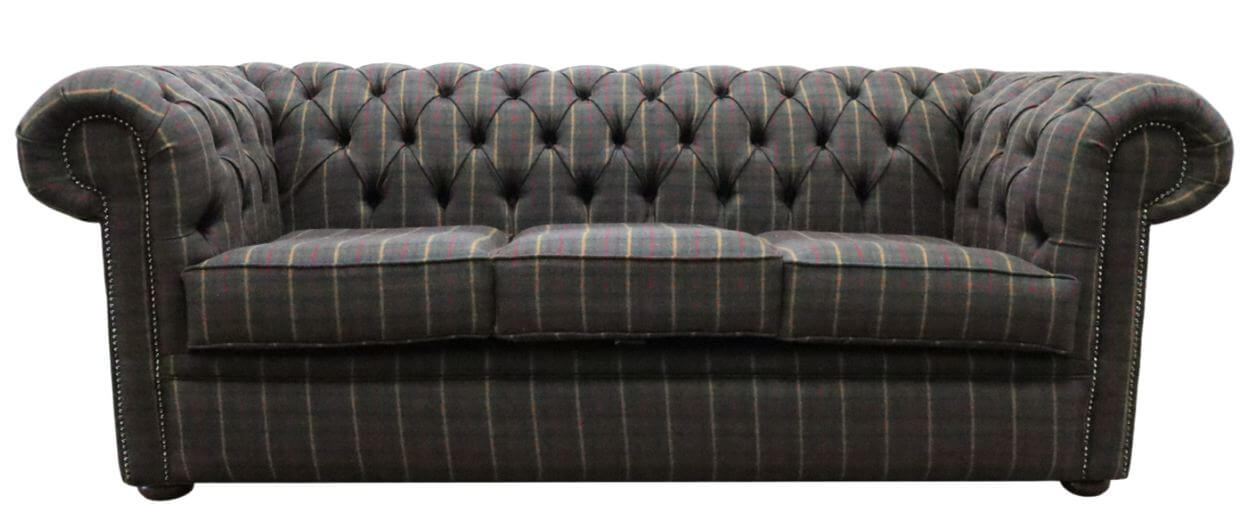 Product photograph of Chesterfield Arnold 3 Seater Sofa Settee Balmoral Fir Wool Tartan Check In Classic Style from Chesterfield Sofas