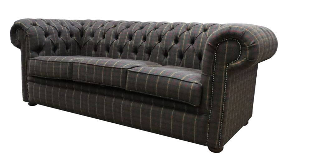 Product photograph of Chesterfield Arnold 3 Seater Sofa Settee Balmoral Fir Wool Tartan Check In Classic Style from Chesterfield Sofas.