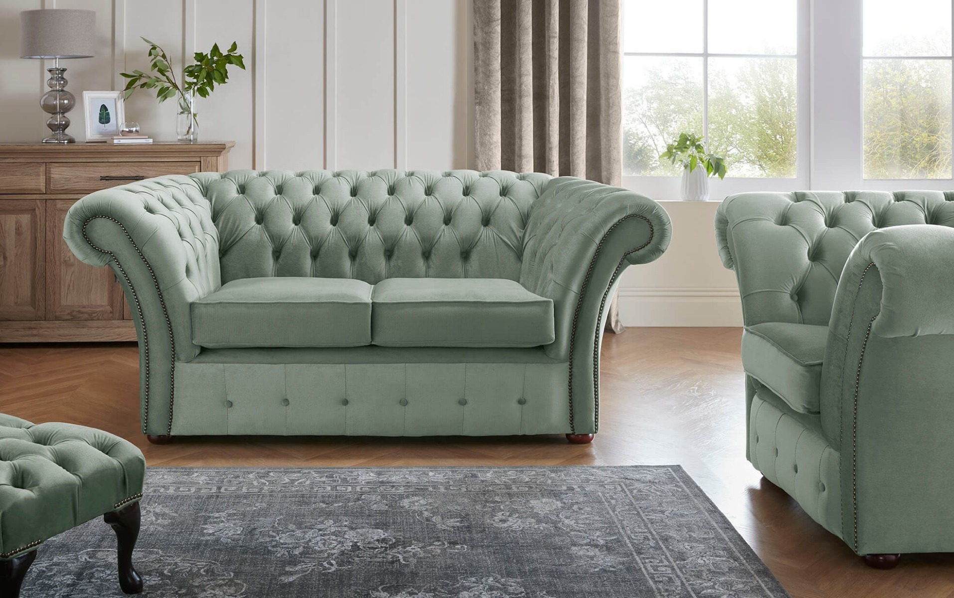 Product photograph of Chesterfield Beaumont 2 Seater Sofa Amp Club Chair Malta Seaspray 11 from Chesterfield Sofas