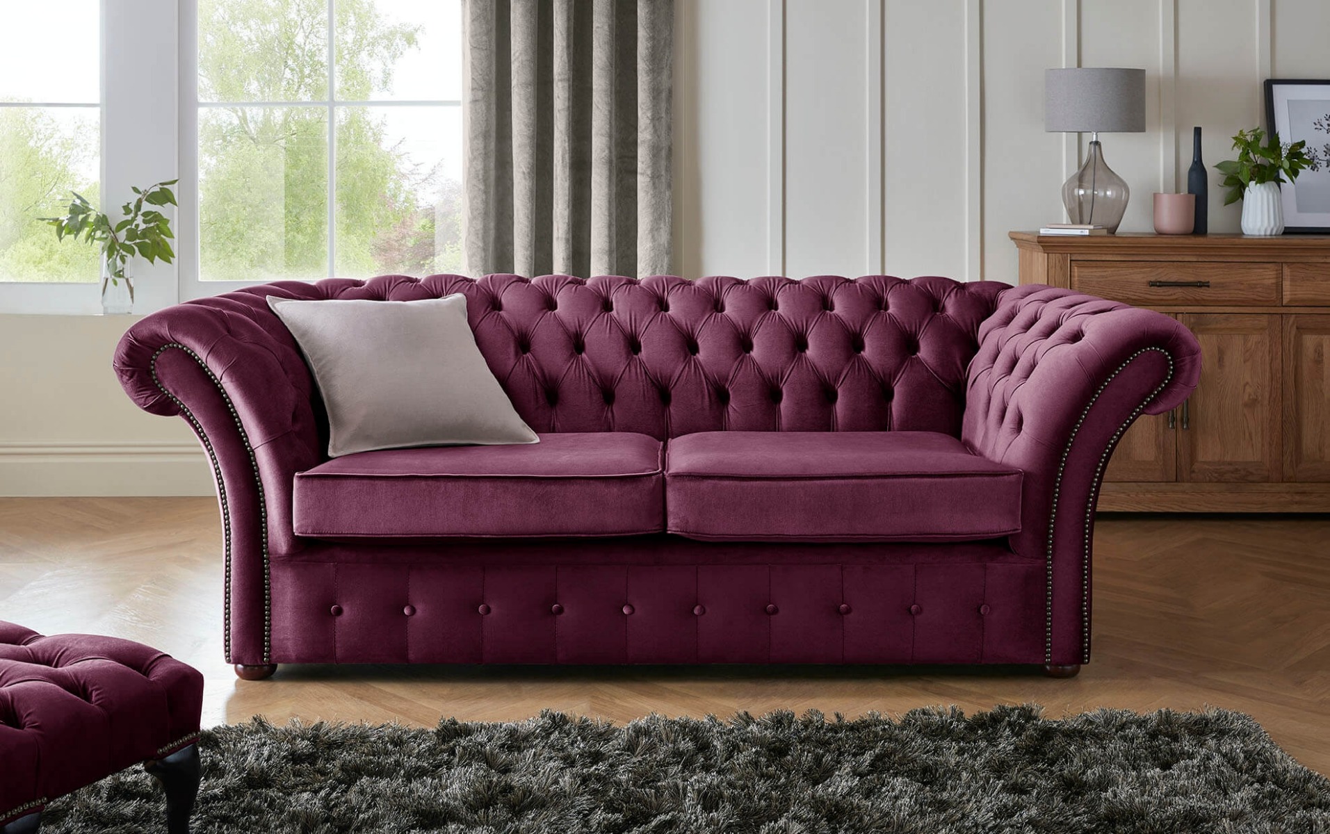 Product photograph of Chesterfield Beaumont 3 Seater Sofa Malta Boysenberry Purple 01 from Chesterfield Sofas