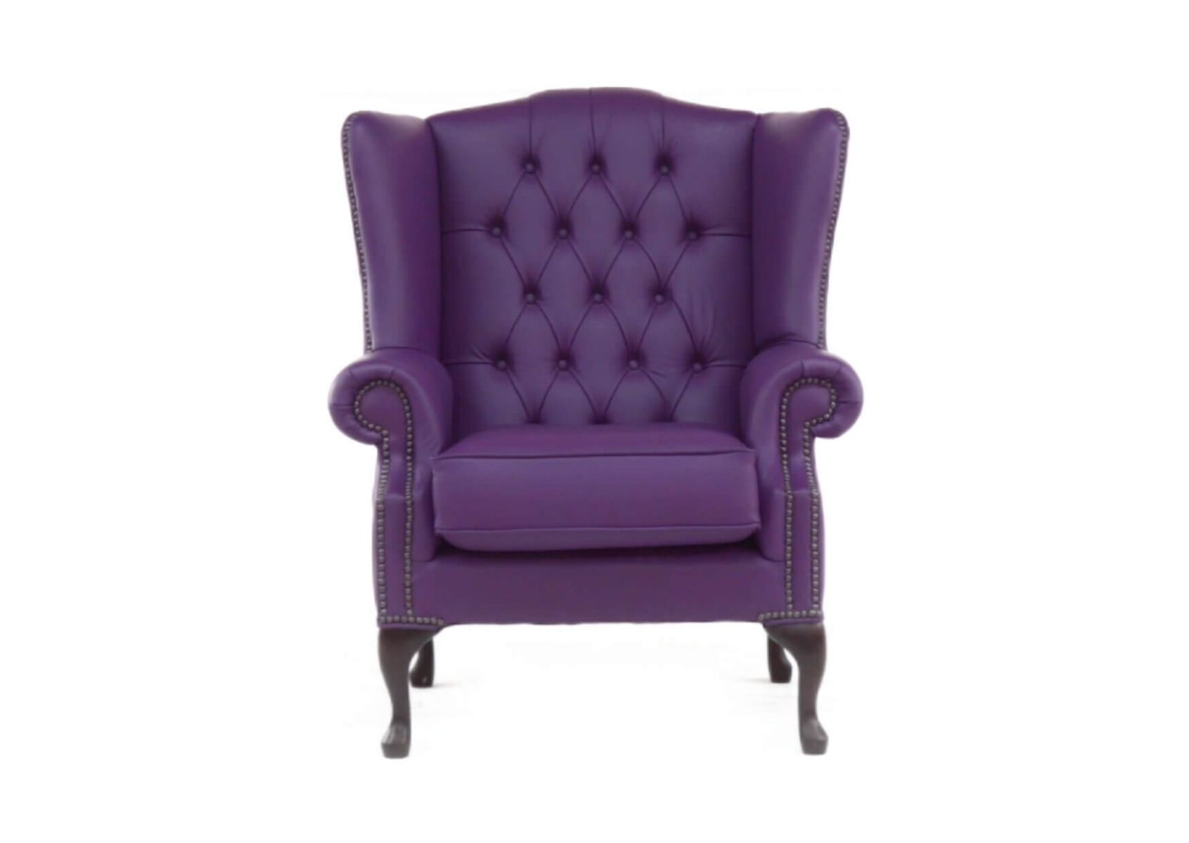 Product photograph of Chesterfield Bloomsbury Flat High Back Wing Chair Wineberry Purple Real Leather from Chesterfield Sofas.