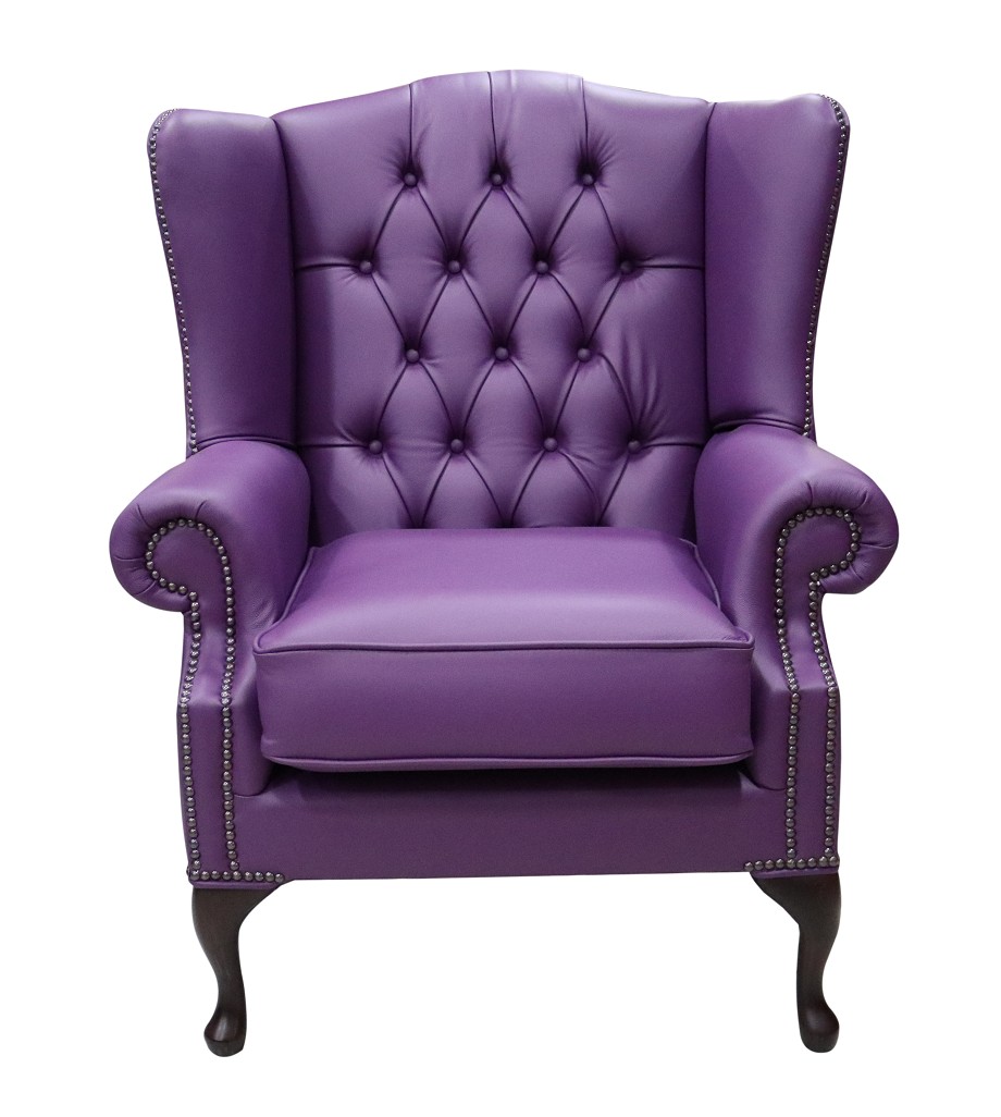 Product photograph of Chesterfield Bloomsbury Flat High Back Wing Chair Wineberry Purple Real Leather from Chesterfield Sofas.