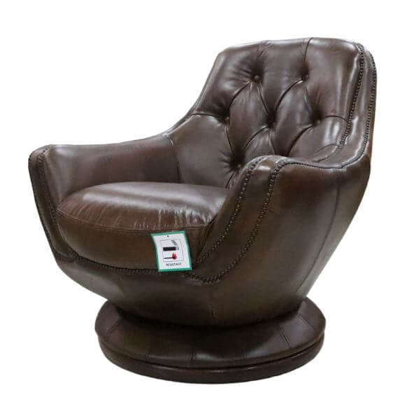 Product photograph of Chesterfield Buttoned Swivel Armchair Vintage Distressed Brown Leather In Stock from Chesterfield Sofas.
