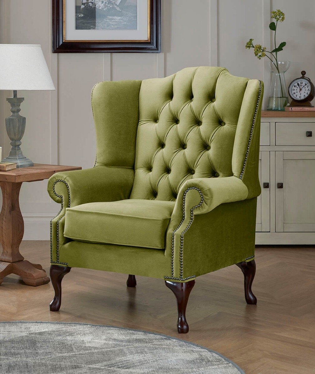 Product photograph of Chesterfield Carlton Flat Wing Armchairs Malta Grass 12 from Chesterfield Sofas