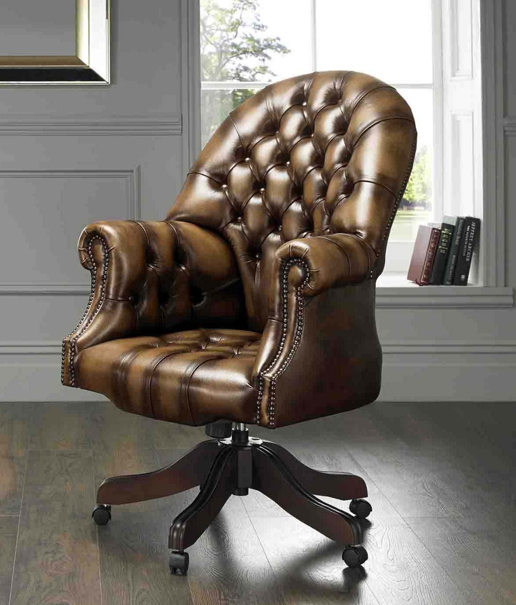 Product photograph of Chesterfield Classic Directors Office Chair Antique Tan Real Leather from Chesterfield Sofas