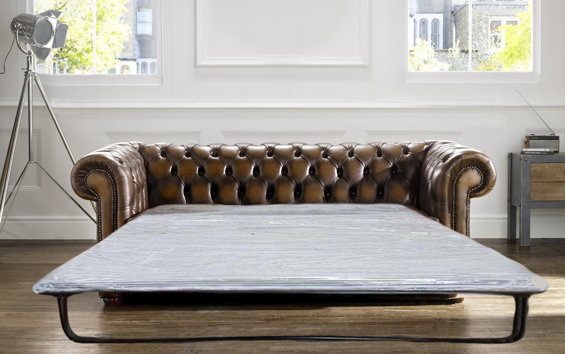 Product photograph of Chesterfield Classic Handmade 2 Seater Sofa Bed Antique Real Leather from Chesterfield Sofas
