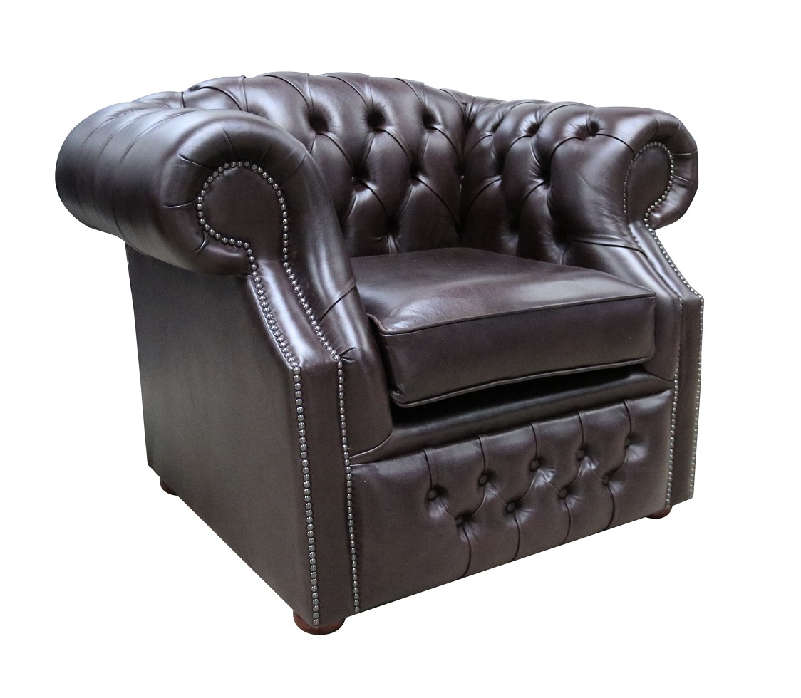 Product photograph of Chesterfield Club Armchair Aniline Old English Smoke Leather In Buckingham Style from Chesterfield Sofas