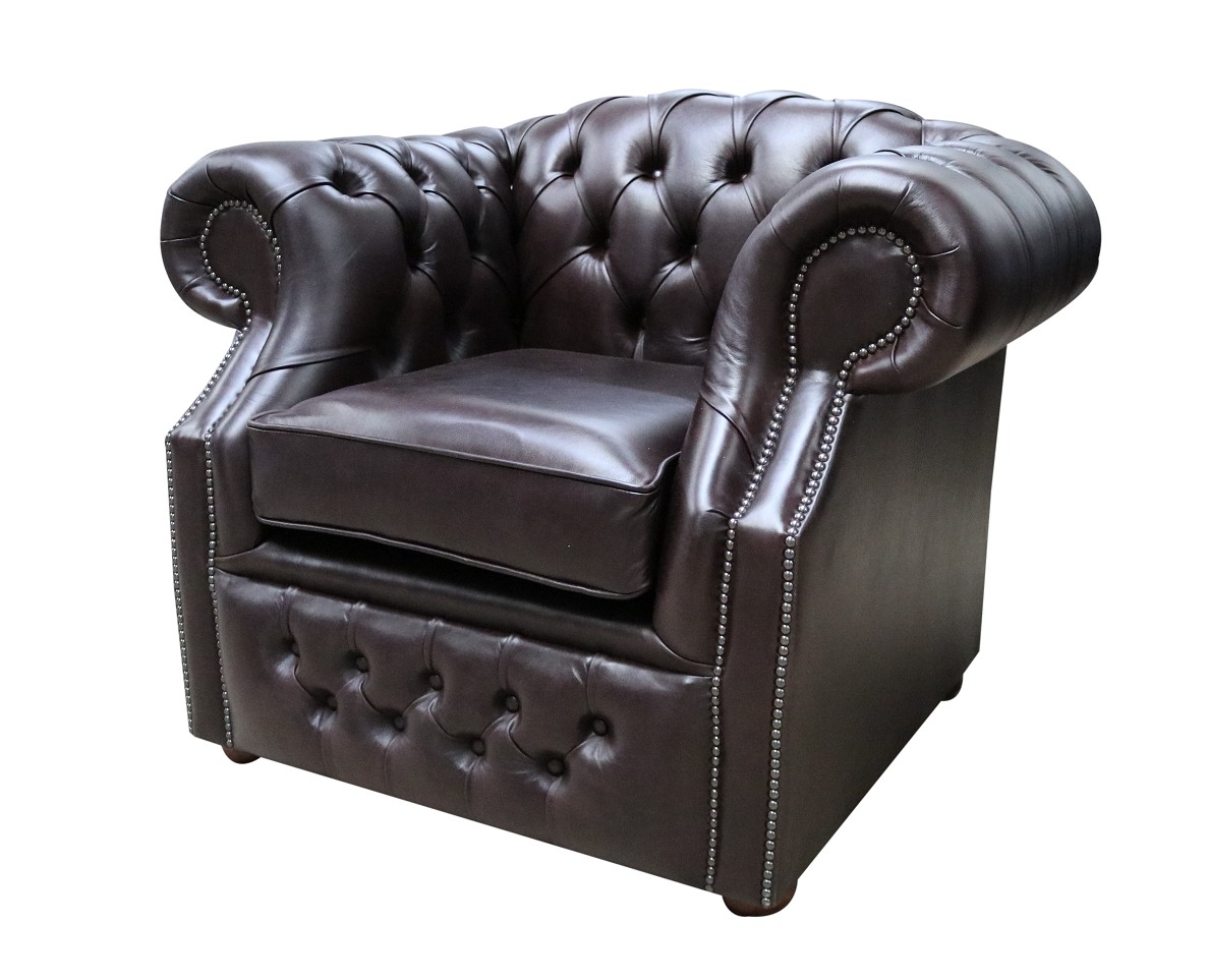 Product photograph of Chesterfield Club Armchair Aniline Old English Smoke Leather In Buckingham Style from Chesterfield Sofas.