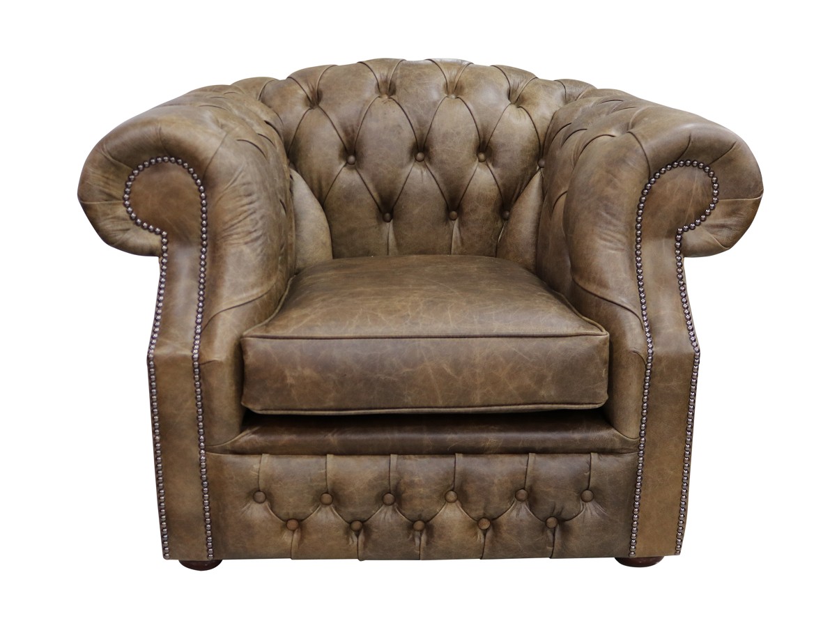 Product photograph of Chesterfield Club Armchair Cracked Wax Tobacco Real Leather In Buckingham Style from Chesterfield Sofas