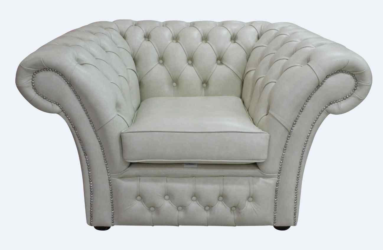 Product photograph of Chesterfield Club Armchair Stella Ice Real Leather In Balmoral Style from Chesterfield Sofas