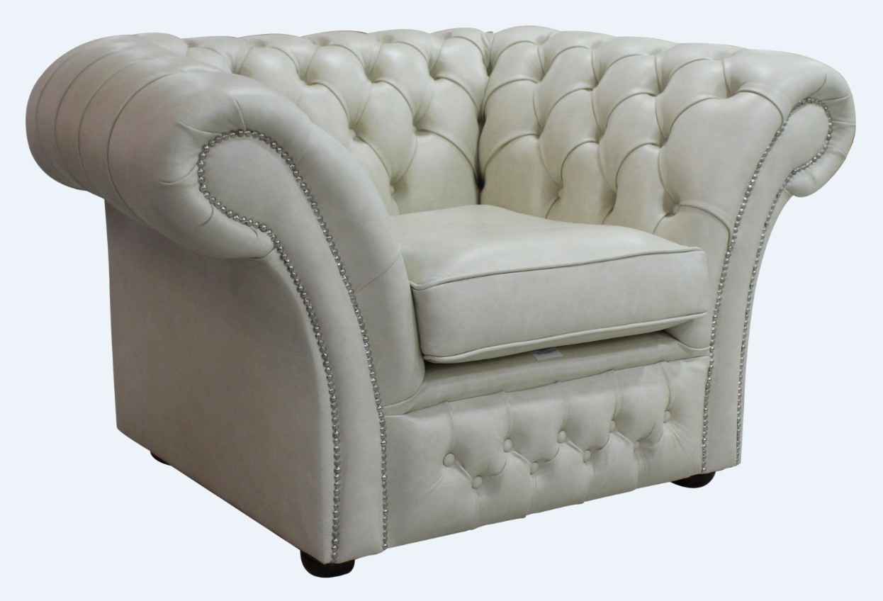 Product photograph of Chesterfield Club Armchair Stella Ice Real Leather In Balmoral Style from Chesterfield Sofas.