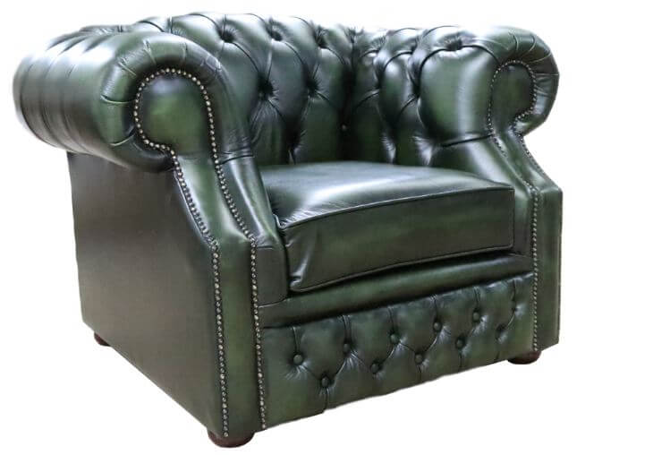 Product photograph of Chesterfield Club Chair Antique Green Real Leather In Buckingham Style from Chesterfield Sofas.