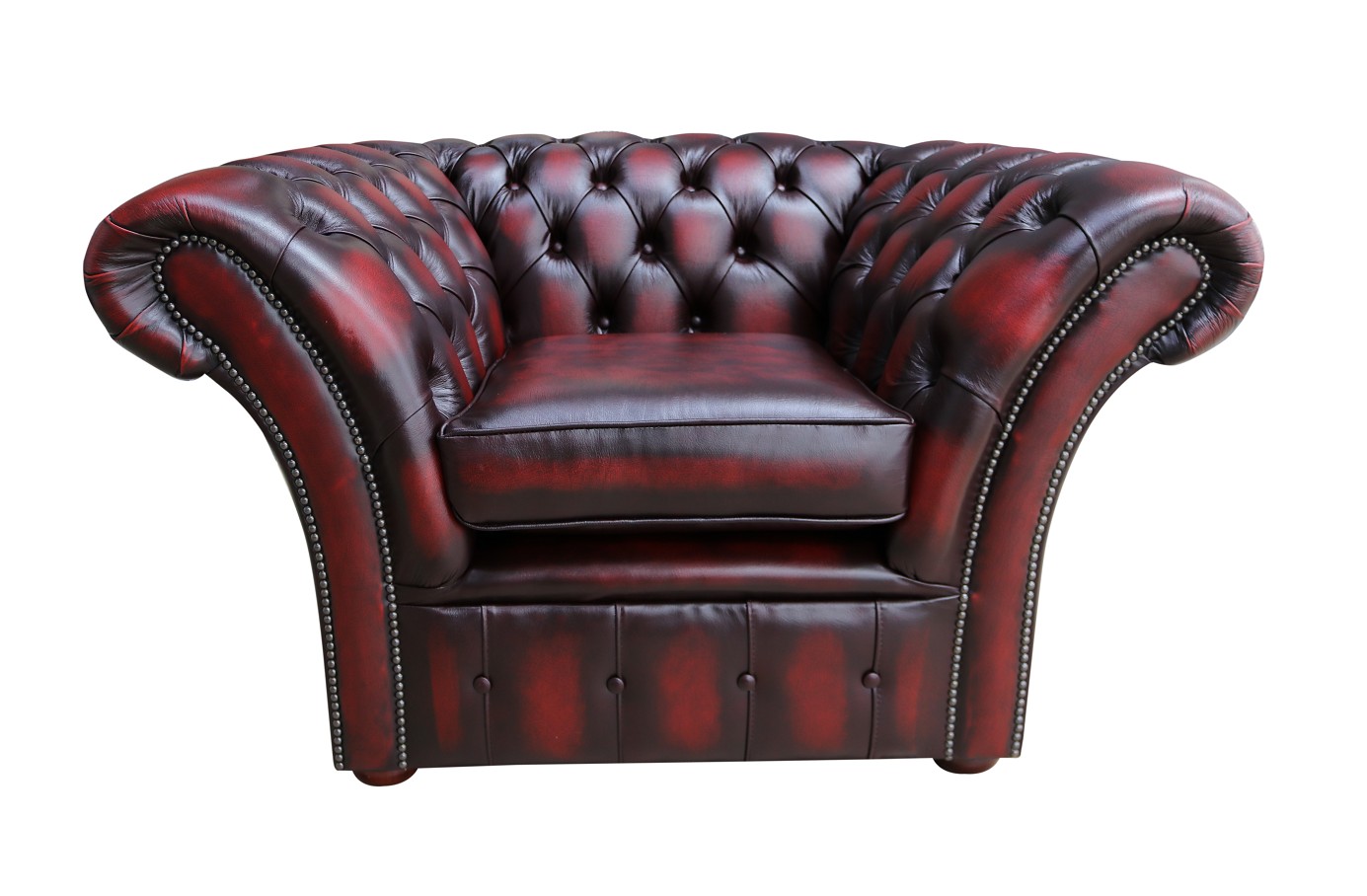 Product photograph of Chesterfield Club Chair Antique Oxblood Red Real Leather In Balmoral Style from Chesterfield Sofas
