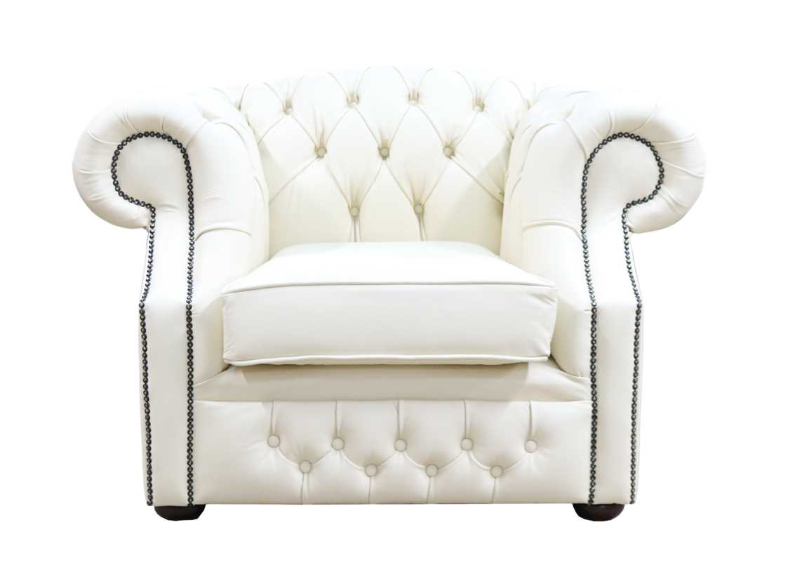 Product photograph of Chesterfield Club Chair Cottonseed Cream Real Leather In Buckingham Style from Chesterfield Sofas