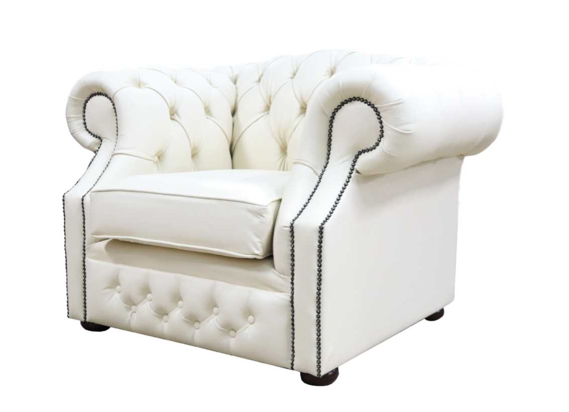 Product photograph of Chesterfield Club Chair Cottonseed Cream Real Leather In Buckingham Style from Chesterfield Sofas.