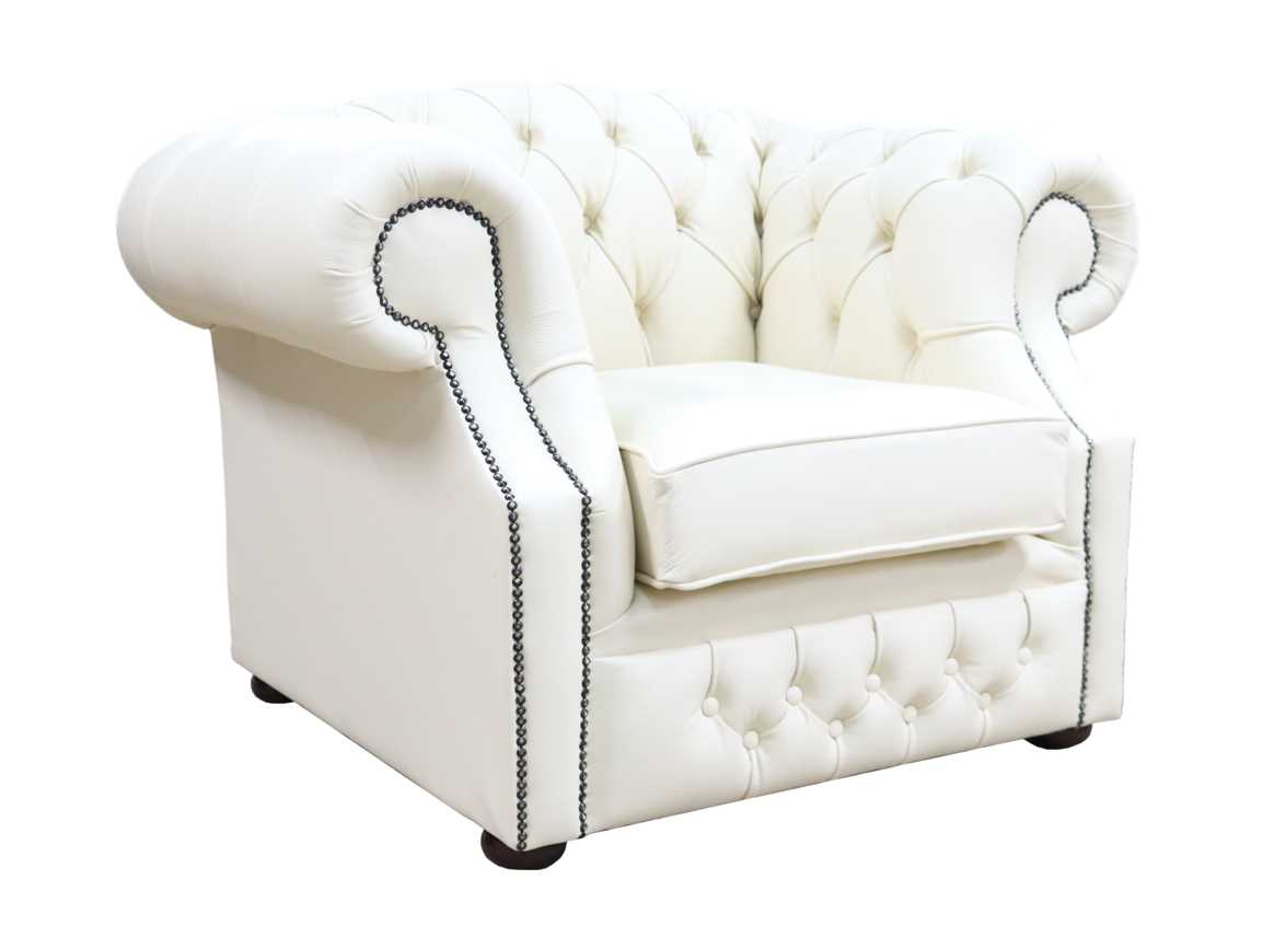 Product photograph of Chesterfield Club Chair Cottonseed Cream Real Leather In Buckingham Style from Chesterfield Sofas.