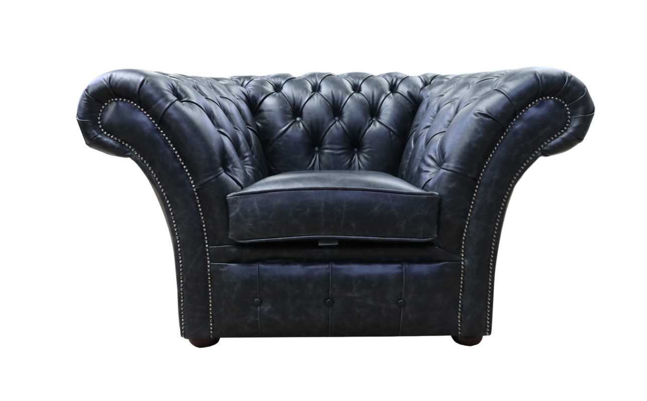 Product photograph of Chesterfield Club Chair New England Black Real Leather In Balmoral Style from Chesterfield Sofas