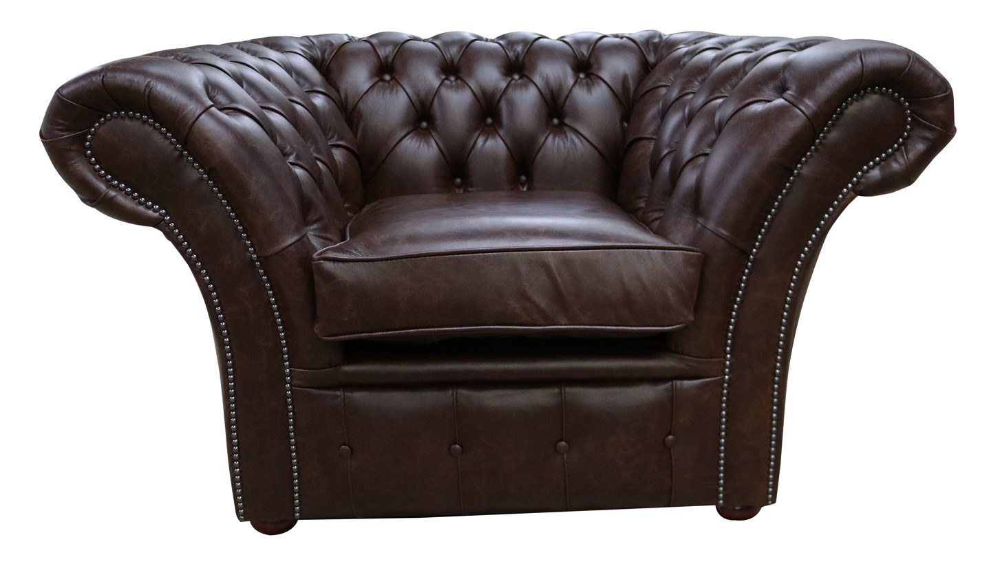 Product photograph of Chesterfield Club Chair New England Dark Brown Leather In Balmoral Style from Chesterfield Sofas