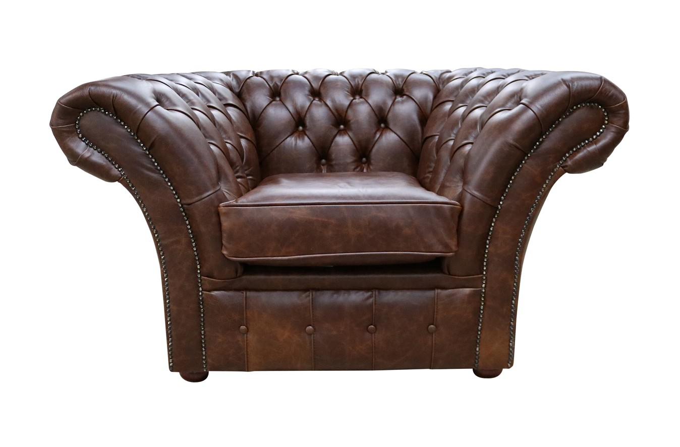 Product photograph of Chesterfield Club Chair New England Texas Brown Leather In Balmoral Style from Chesterfield Sofas