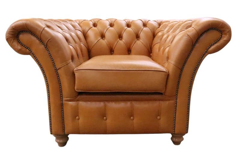 Product photograph of Chesterfield Club Chair Old English Buckskin Leather In Balmoral Style from Chesterfield Sofas