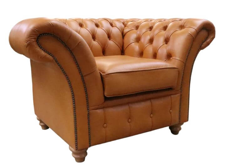 Product photograph of Chesterfield Club Chair Old English Buckskin Leather In Balmoral Style from Chesterfield Sofas.