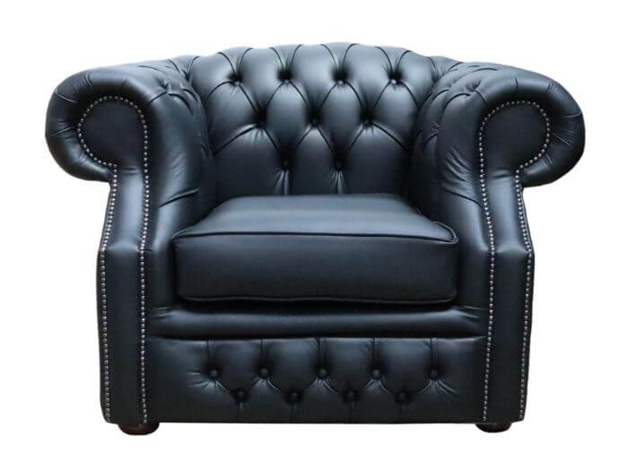 Product photograph of Chesterfield Club Chair Shelly Black Real Leather In Buckingham Style from Chesterfield Sofas