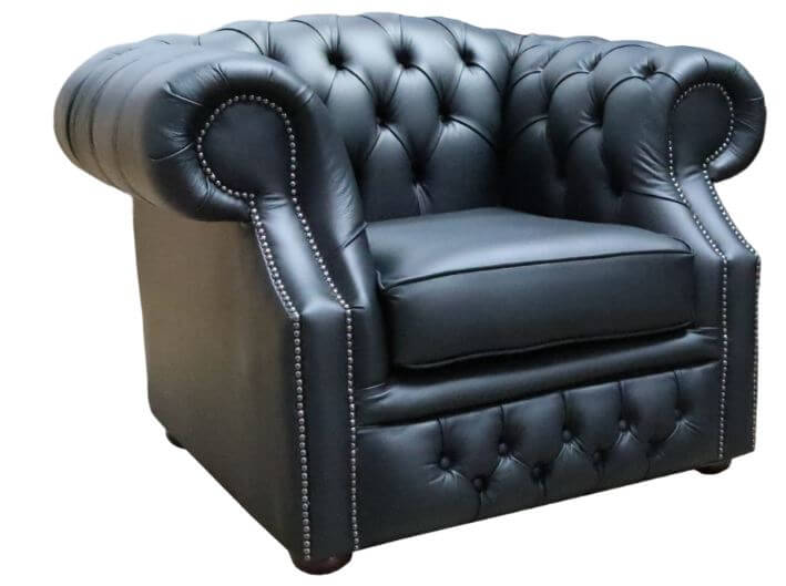 Product photograph of Chesterfield Club Chair Shelly Black Real Leather In Buckingham Style from Chesterfield Sofas.