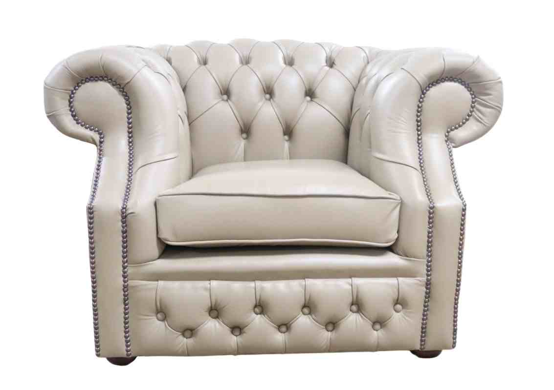 Product photograph of Chesterfield Club Chair Vele Pebble Real Leather In Buckingham Style from Chesterfield Sofas