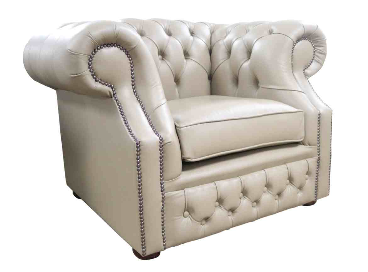 Product photograph of Chesterfield Club Chair Vele Pebble Real Leather In Buckingham Style from Chesterfield Sofas.