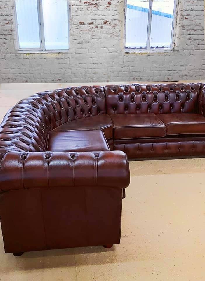 Product photograph of Chesterfield 2 Seater Corner 2 Seater Old English Red Brown Real Leather Corner Sofa In Classic Style from Chesterfield Sofas.