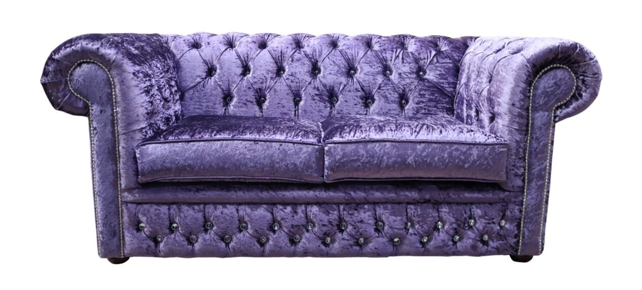 Product photograph of Chesterfield Crystal Diamond 2 Seater Sofa Shimmer Grape Velvet Fabric In Classic Style from Chesterfield Sofas