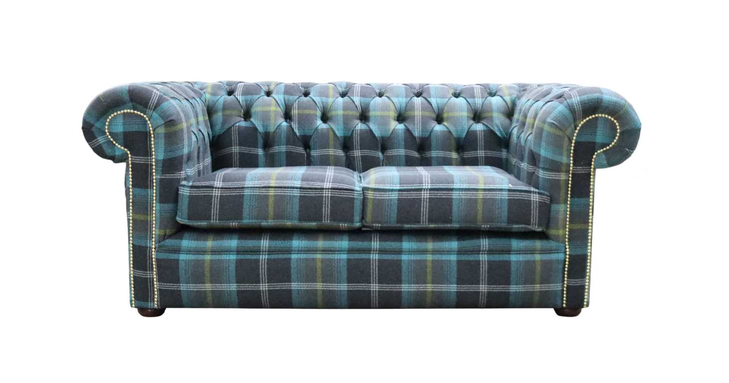 Product photograph of Chesterfield Genuine 2 Seater Sofa Balmoral Azure Blue Fabric In Classic Style from Chesterfield Sofas