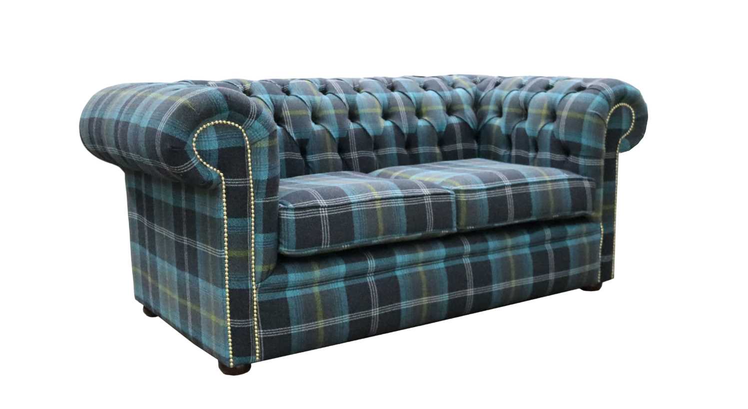 Product photograph of Chesterfield Genuine 2 Seater Sofa Balmoral Azure Blue Fabric In Classic Style from Chesterfield Sofas.