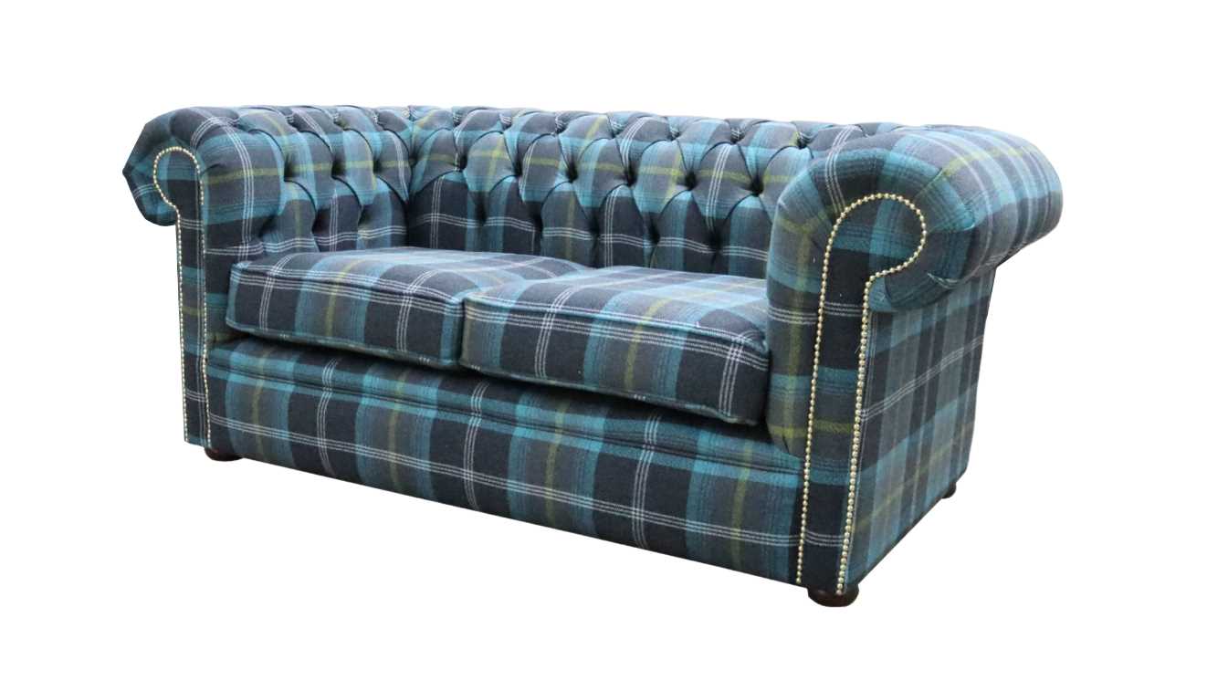 Product photograph of Chesterfield Genuine 2 Seater Sofa Balmoral Azure Blue Fabric In Classic Style from Chesterfield Sofas.