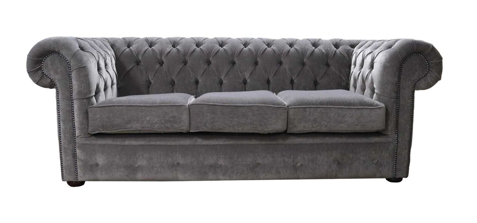 Product photograph of Chesterfield Genuine 3 Seater Sofa Pimlico Bark Grey Fabric In Classic Style from Chesterfield Sofas