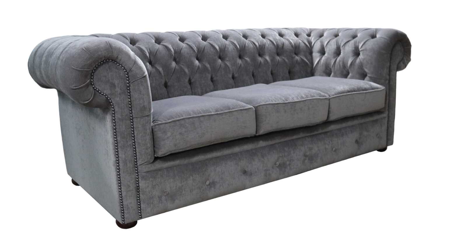 Product photograph of Chesterfield Genuine 3 Seater Sofa Pimlico Bark Grey Fabric In Classic Style from Chesterfield Sofas.