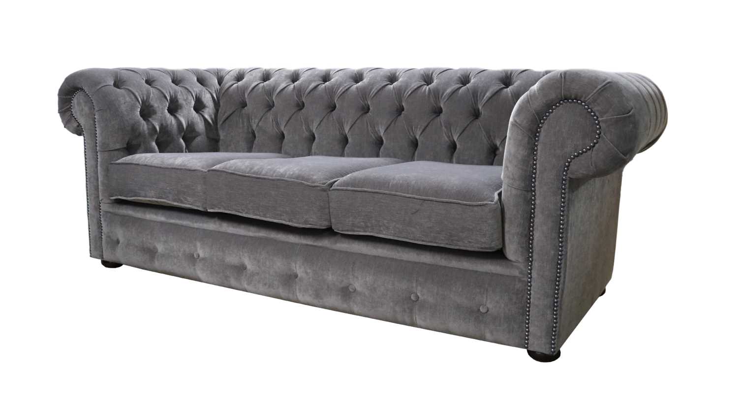 Product photograph of Chesterfield Genuine 3 Seater Sofa Pimlico Bark Grey Fabric In Classic Style from Chesterfield Sofas.