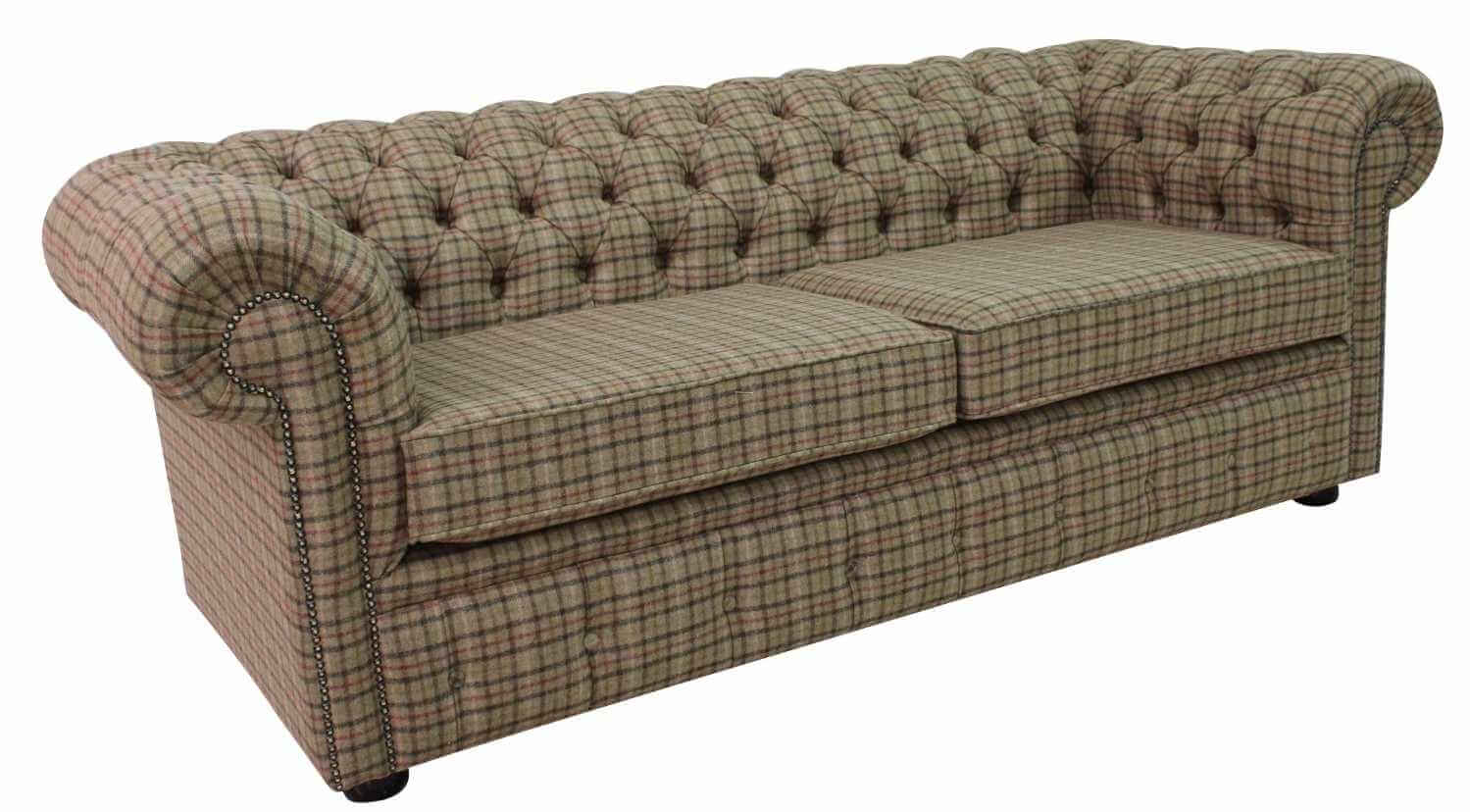Product photograph of Chesterfield Genuine Arnold 3 Seater Sofa Balmoral Sage Green Wool In Classic Style from Chesterfield Sofas.